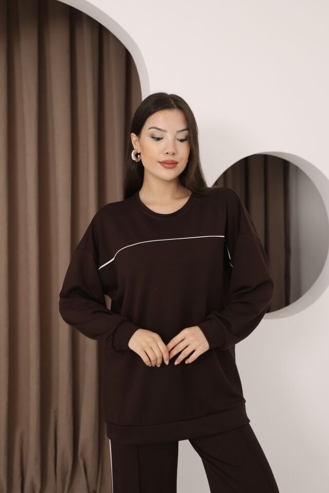 HFALCON Şık Tasarım Alt Üst Ara Biyeli Bisiklet Yakalı Buluz,Cepli Nervür Dikişli Pantolon İkili Takım