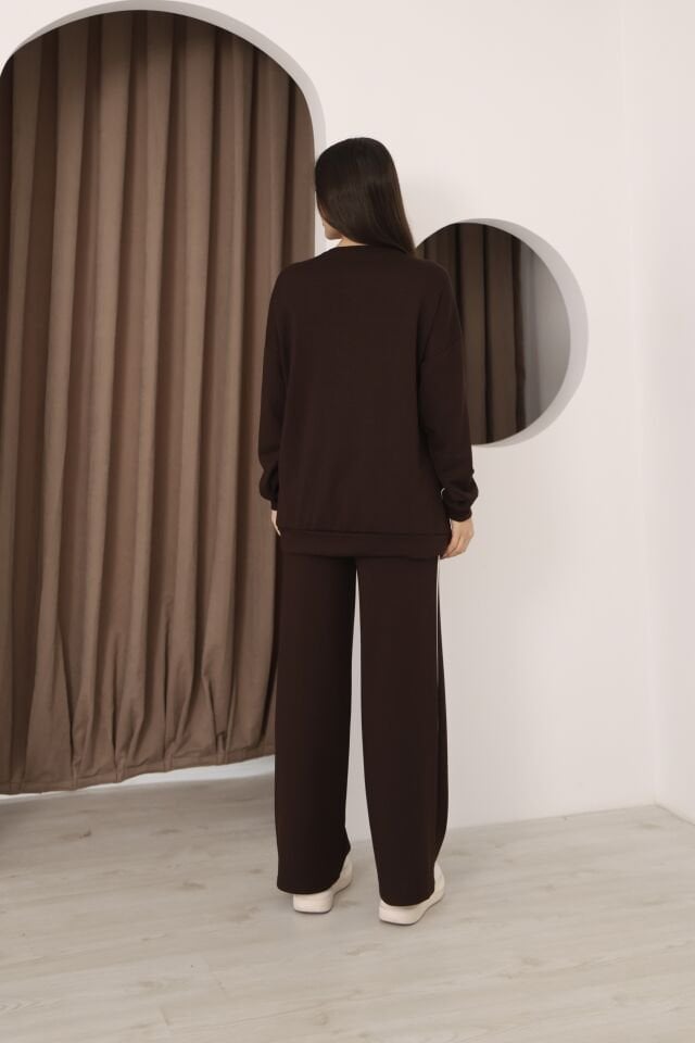 HFALCON Şık Tasarım Alt Üst Ara Biyeli Bisiklet Yakalı Buluz,Cepli Nervür Dikişli Pantolon İkili Takım