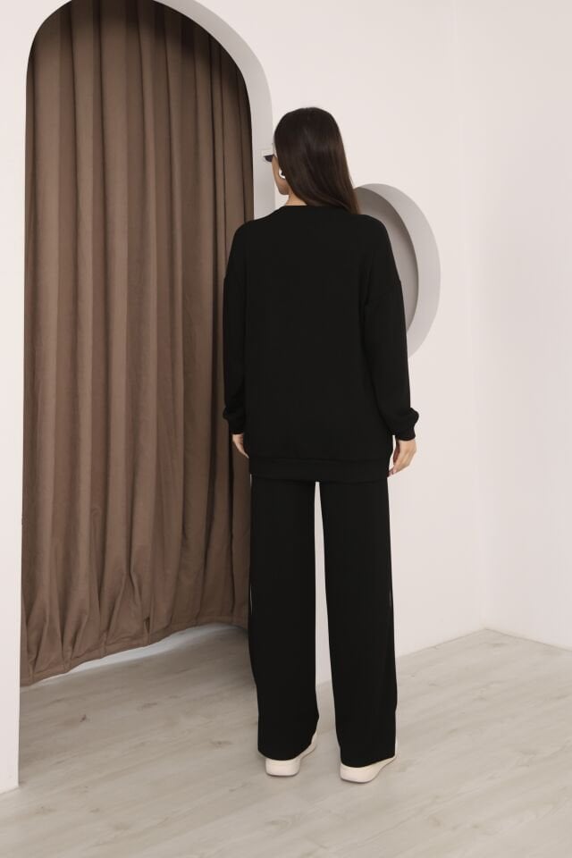 HFALCON Şık Tasarım Alt Üst Ara Biyeli Bisiklet Yakalı Buluz,Cepli Nervür Dikişli Pantolon İkili Takım