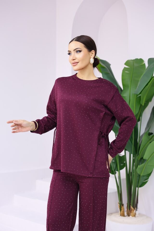 HFalcon Bayan Modal Kumaş Serpma Taşlı İkili Takım