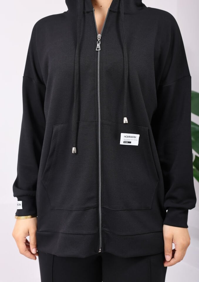 Hfalcon Kapişonlu Fermuarlı Modal İkili Takım